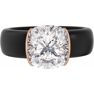 Egnaro Silicone Anniversary Ring with Stone – Cushion Cut Cubic Zirconia Solitaire Ring for Women, Flexible Rubber Wedding Band For Work Travel Daily Wear – Patented Design(SETB-Black / Rose Gold)