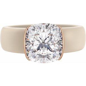Egnaro Silicone Anniversary Ring with Stone – Cushion Cut Cubic Zirconia Solitaire Ring for Women, Flexible Rubber Wedding Band For Work Travel Daily Wear – Patented Design(SETA-Nude / Rose Gold)