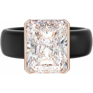 Egnaro Silicone Engagement Ring with Stone – Radiant Cut Cubic Zirconia Solitaire Ring for Women, Flexible Rubber Wedding Band For Work Travel Daily Wear – Patented Design(SETB-Black / Rose Gold)