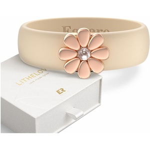 Egnaro Silicone Ring with Copper Alloy Daisy, Flexible Rubber Wedding Band Women, Alternative to Traditional Metal Rings, Ideal for Yoga, Travel, Work, Daily Wear, Gift for Her(PACK A: Nude / Metal Daisy – Rose Gold)