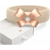 Egnaro Silicone Ring with Copper Alloy Bow, Flexible Rubber Wedding Band for Women, Alternative to Traditional Metal Rings, Ideal for Yoga, Travel, Work, Daily Wear, Gift for Her(PACK A: Nude / Metal Bow – Rose Gold)