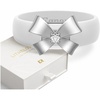 Egnaro Silicone Ring with Copper Alloy Bow, Flexible Rubber Wedding Band for Women, Alternative to Traditional Metal Rings, Ideal for Yoga, Travel, Work, Daily Wear, Gift for Her(PACK C: White / Metal Bow – Silver)