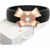 Egnaro Silicone Ring with Copper Alloy Bow, Flexible Rubber Wedding Band for Women, Alternative to Traditional Metal Rings, Ideal for Yoga, Travel, Work, Daily Wear, Gift for Her(PACK B: Black / Metal Bow – Rose Gold)